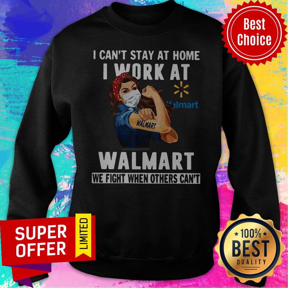 Strong Woman Face Mask I Can't Stay At Home I Work At Walmart We Fight When Others Can't Shirt - Image 2