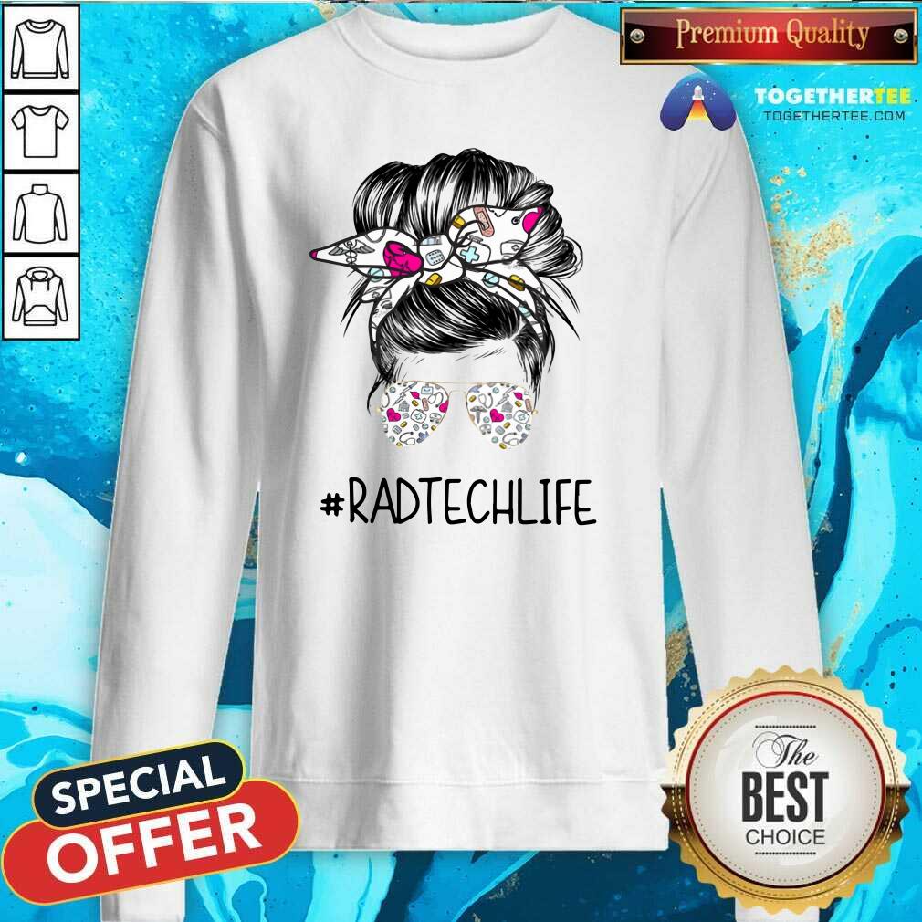Lovely Bun Hair Sunglasses Headband Rad Tech Life Shirt - Image 2