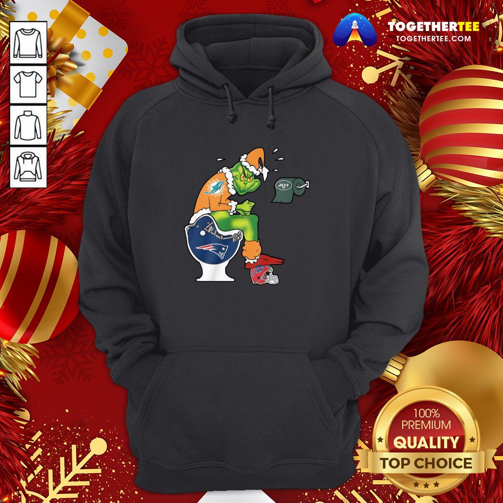 Top The Grinch Miami Dolphins Shit On Toilet New England Patriots And Other Teams Christmas Shirt - Image 5