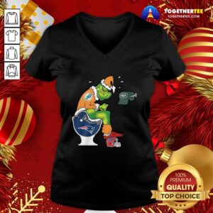 Alternative view of Top The Grinch Miami Dolphins Shit On Toilet New England Patriots And Other Teams Christmas Shirt