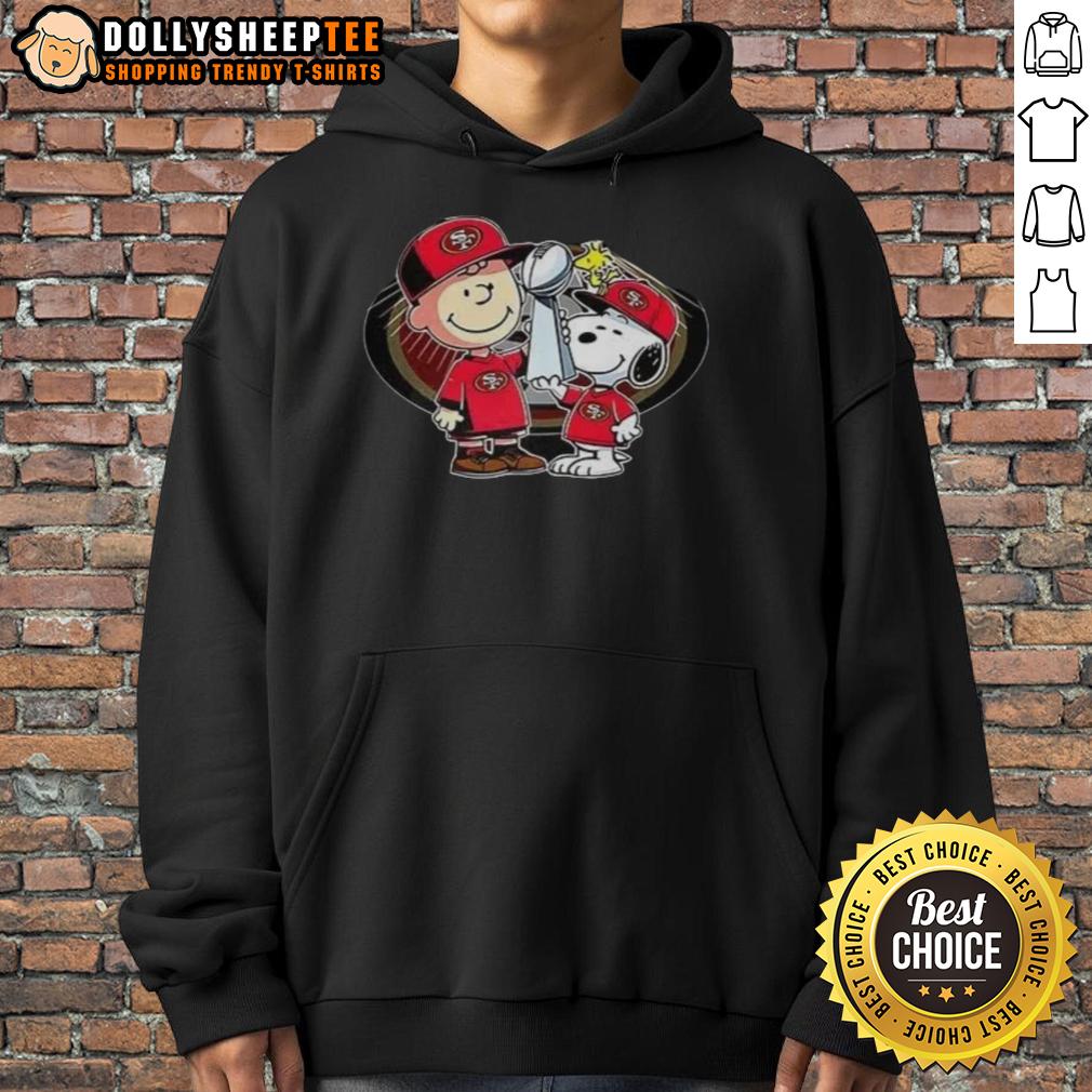 Hot Snoopy And Charlie Brown God First Family Second Then San Francisco 49ers Football T-Shirt - Image 2