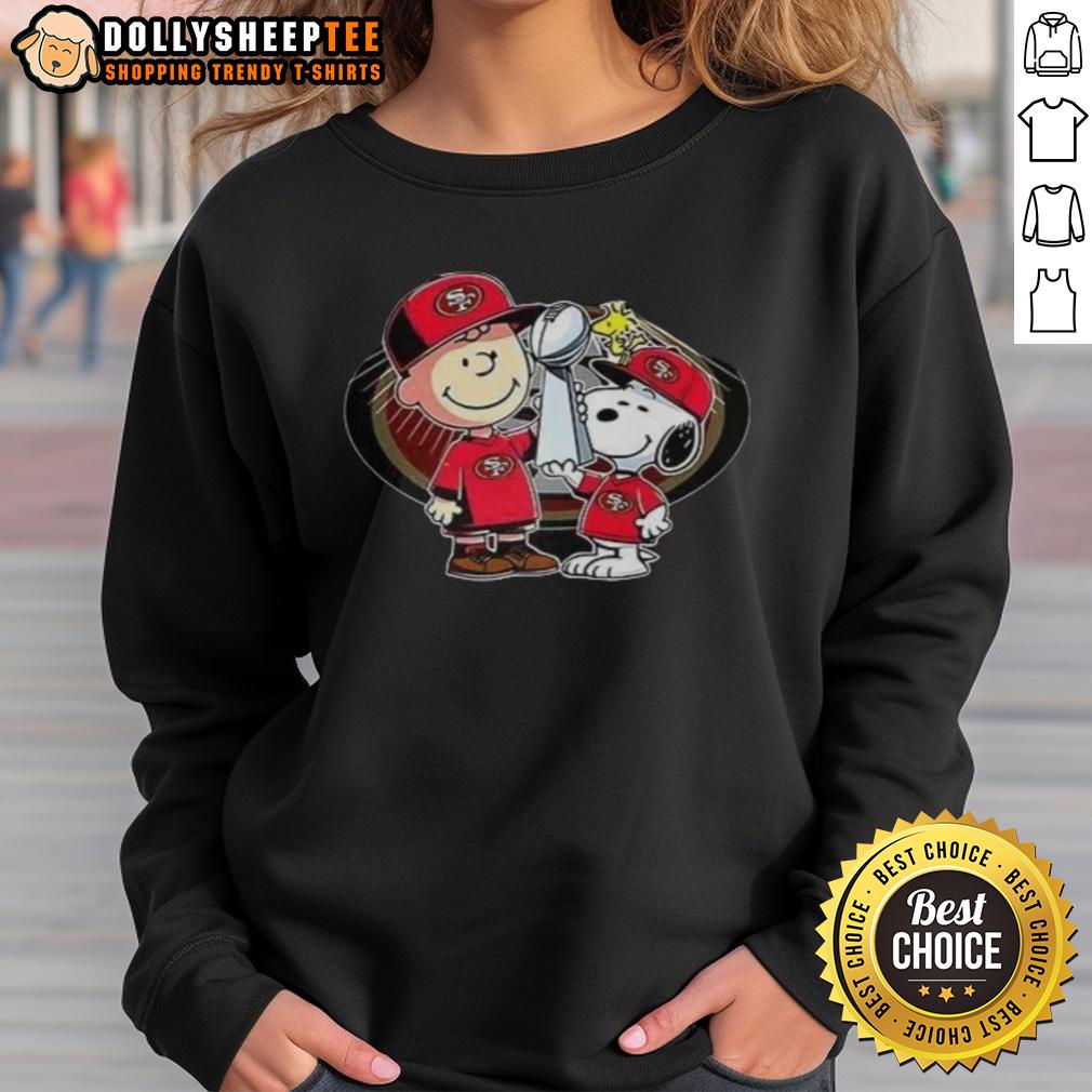 Hot Snoopy And Charlie Brown God First Family Second Then San Francisco 49ers Football T-Shirt - Image 5