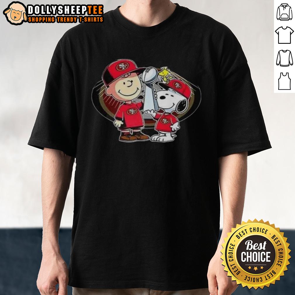 Hot Snoopy And Charlie Brown God First Family Second Then San Francisco 49ers Football T-Shirt