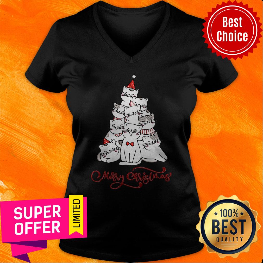 Premium Cats Merry Christmas Tree Shirt - Image 3