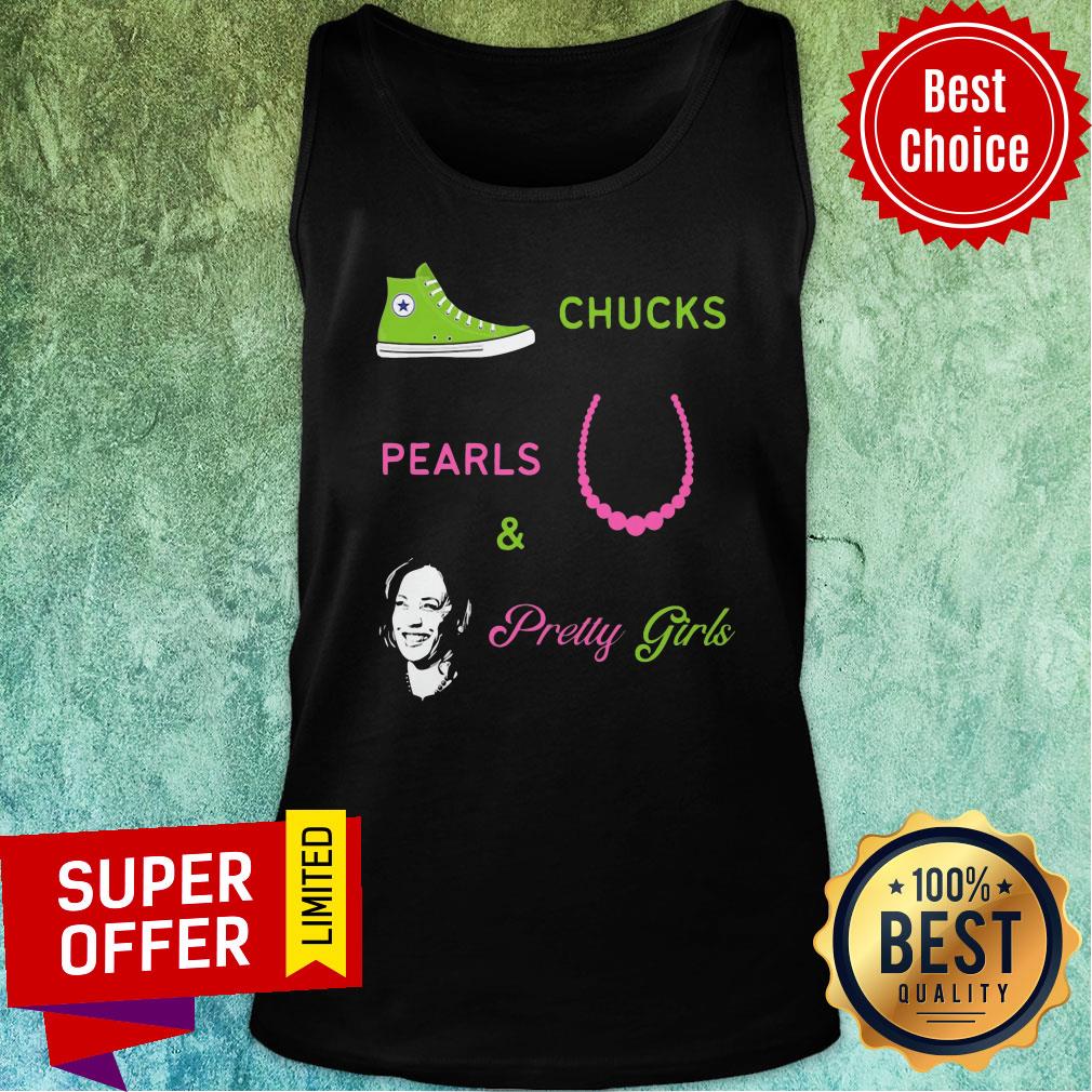 Funny Pretty Girls Chucks Sneaker Pearls Shirt - Image 3