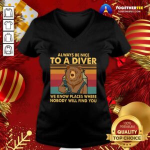 Alternative view of Nice Bear Always Be Nice To A Diver We Know Places Where Nobody Will Find You Vintage Retro Shirt
