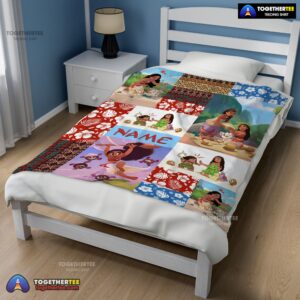 Alternative view of Official Disney Cartoon Moana Family With Friends Blanket Fleece Customized Blanket