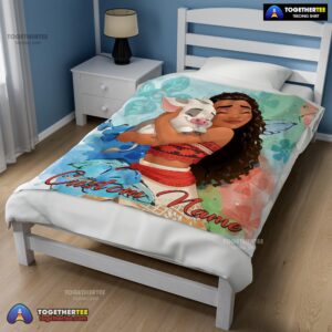 Alternative view of Official Disney Cartoon Moana Family With Friends Cute Blanket Fleece Customized Blanket