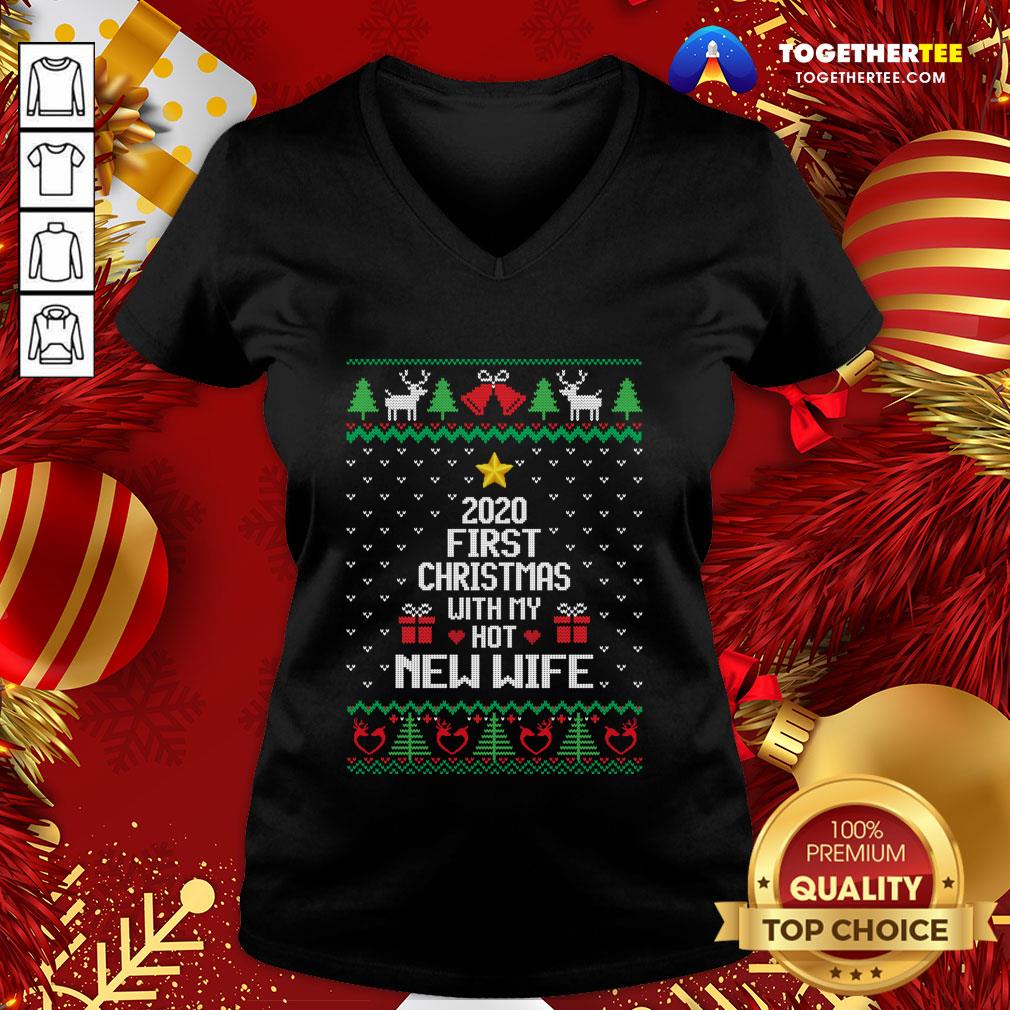 Great 2020 First Christmas With My Hot New Wife Ugly Christmas Shirt - Image 2