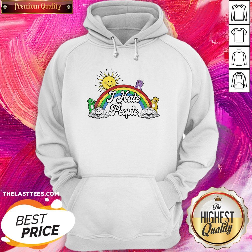 Funny Rainbow Sun Bear Cloud I Hate People Shirt - Image 5