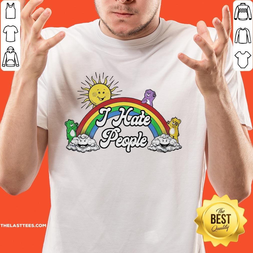 Funny Rainbow Sun Bear Cloud I Hate People Shirt