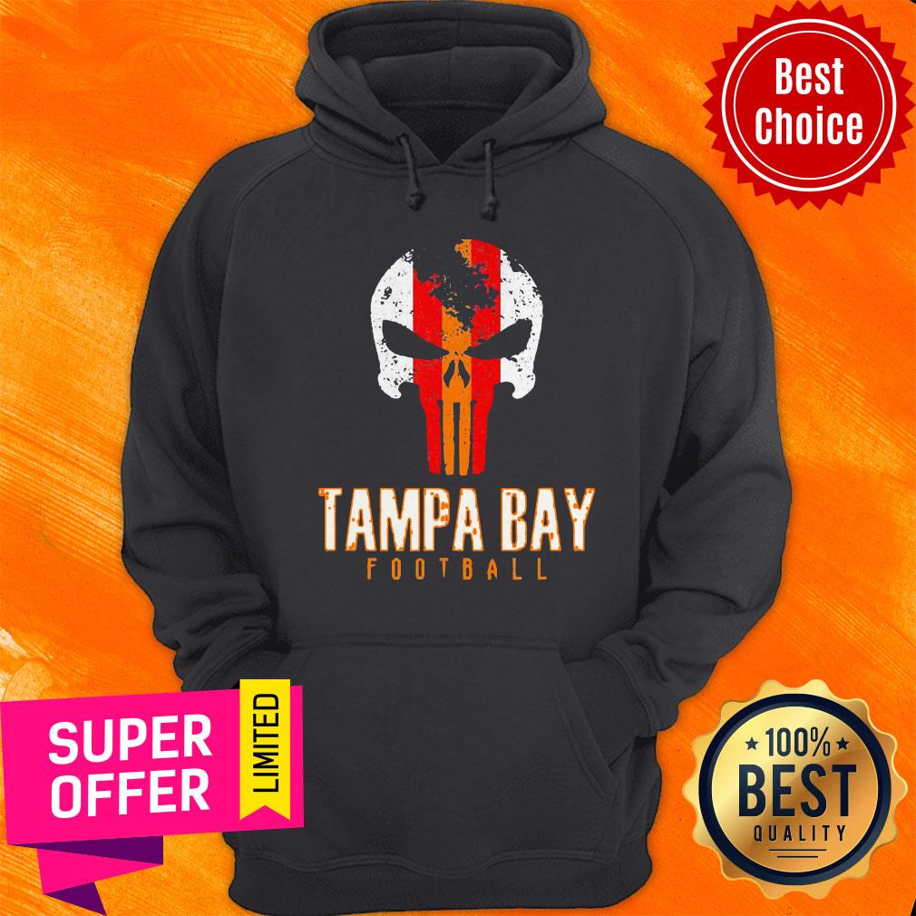 Official Tampa Bay Varsity Style Retro Football Skull Shirt - Image 3