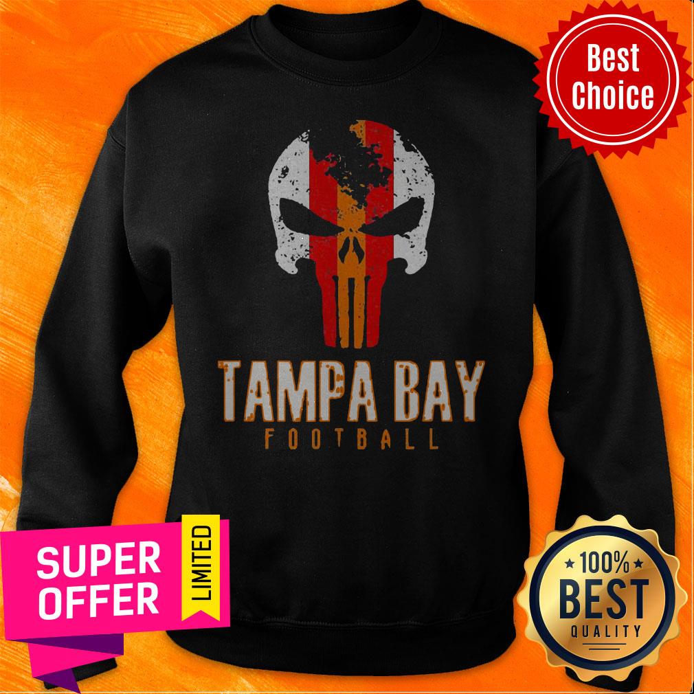 Official Tampa Bay Varsity Style Retro Football Skull Shirt - Image 2