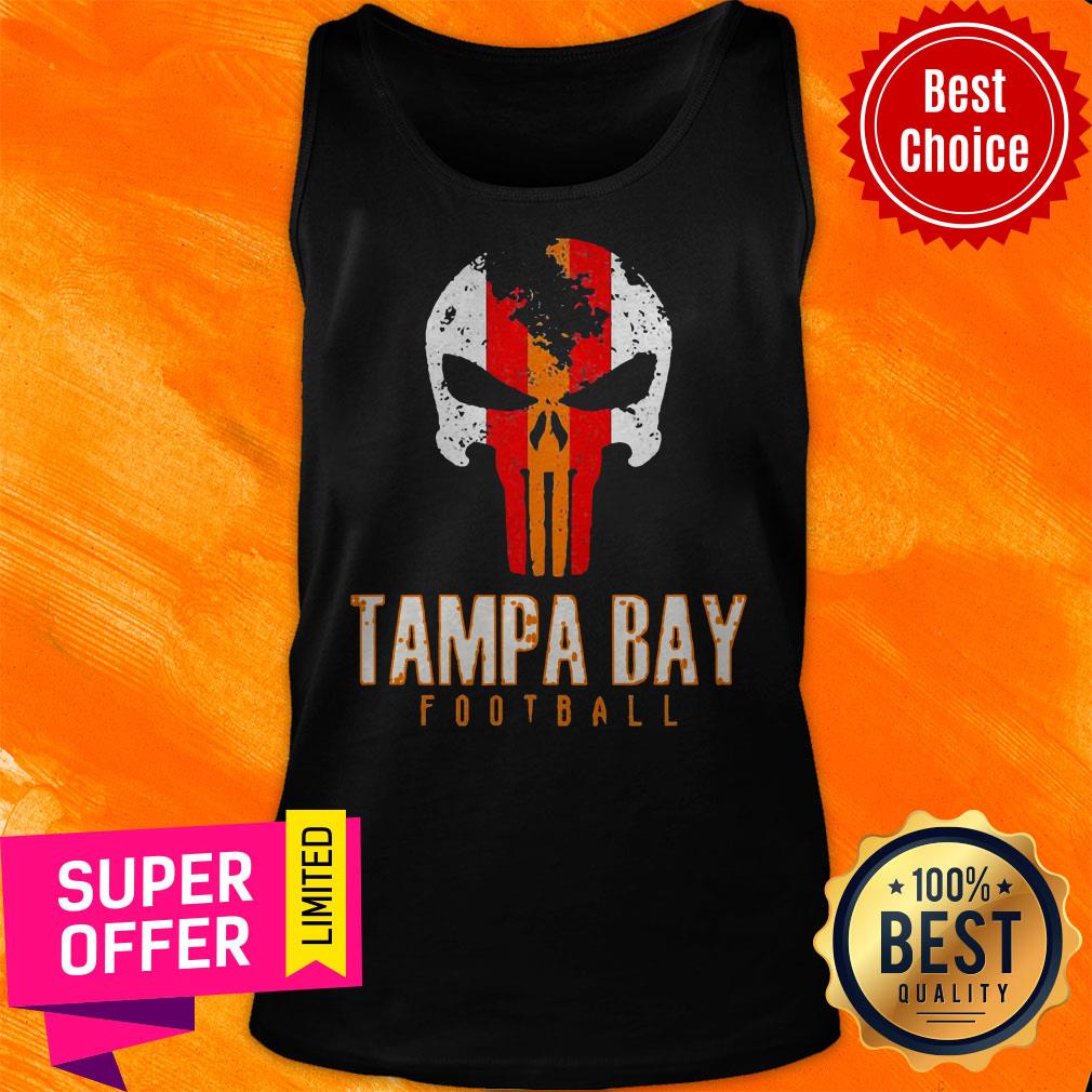 Official Tampa Bay Varsity Style Retro Football Skull Shirt - Image 5