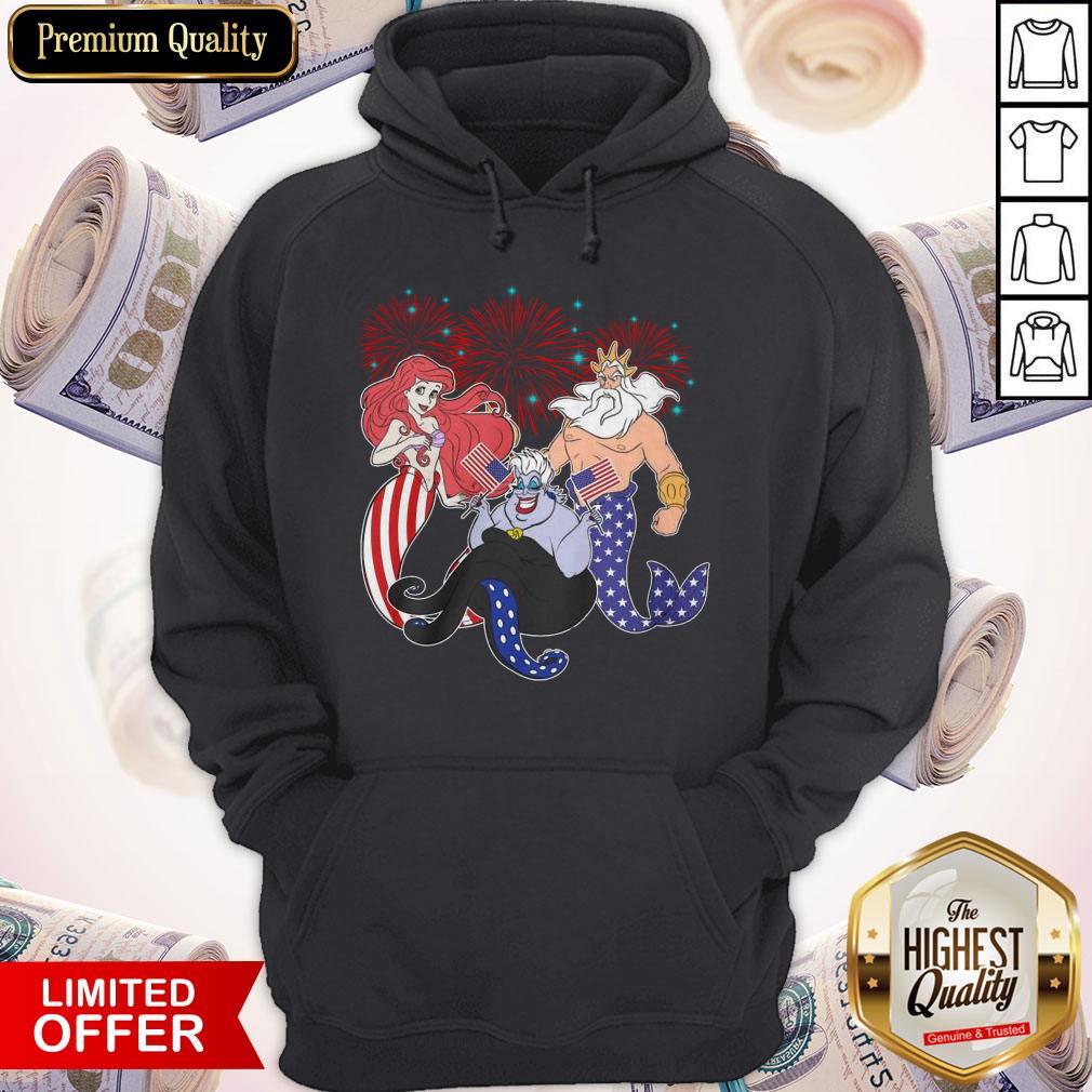 The Little Mermaid Happy The 4th Of July American Flag Independence Day Shirt - Image 3