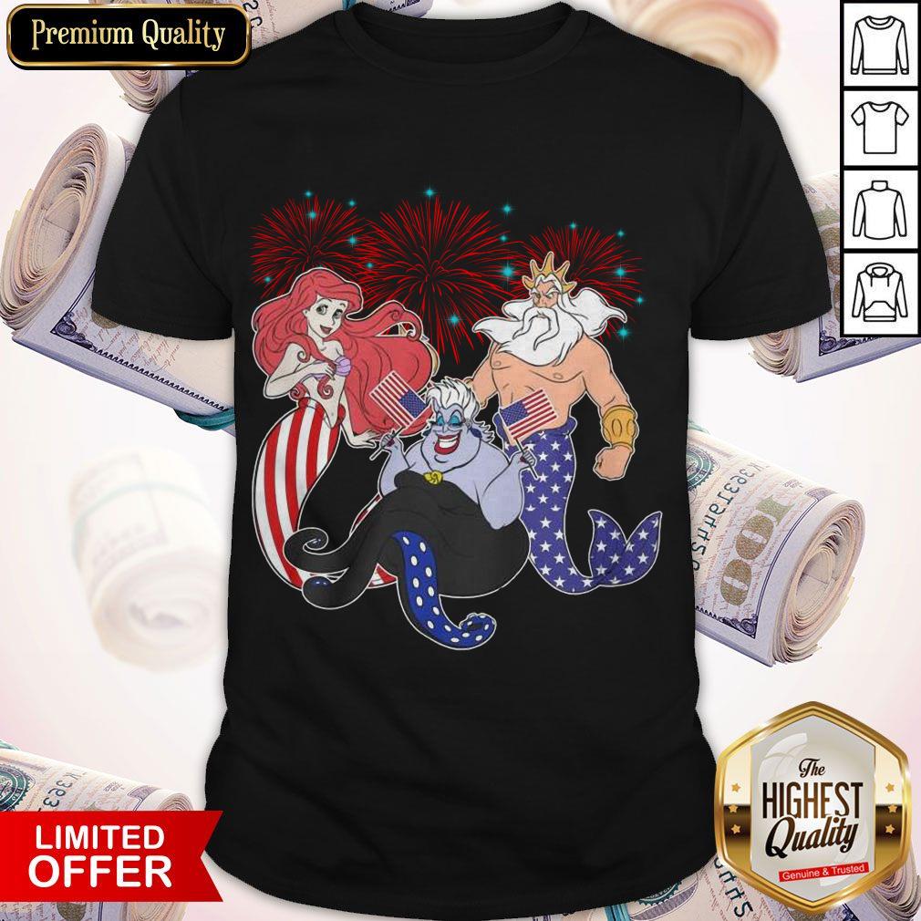 The Little Mermaid Happy The 4th Of July American Flag Independence Day Shirt