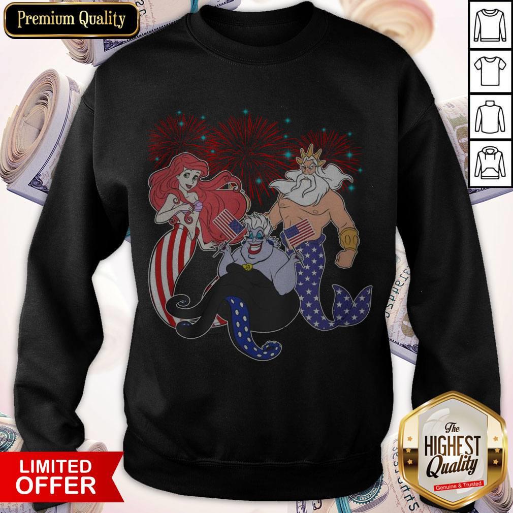The Little Mermaid Happy The 4th Of July American Flag Independence Day Shirt - Image 5
