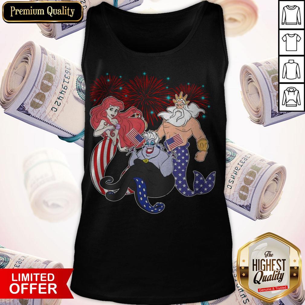 The Little Mermaid Happy The 4th Of July American Flag Independence Day Shirt - Image 2
