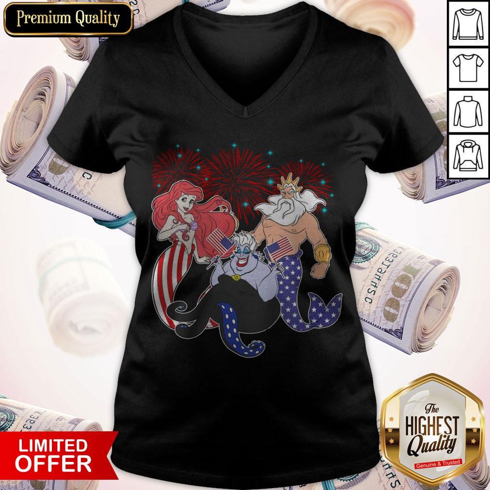 The Little Mermaid Happy The 4th Of July American Flag Independence Day Shirt - Image 4