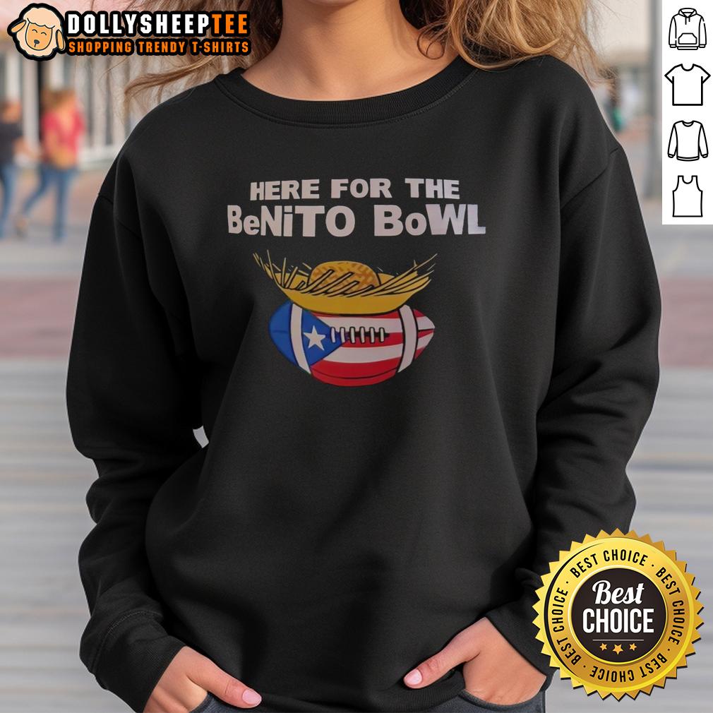 Top Here For The Benito Bowl Puerto Rican Flag Football T-Shirt - Image 5