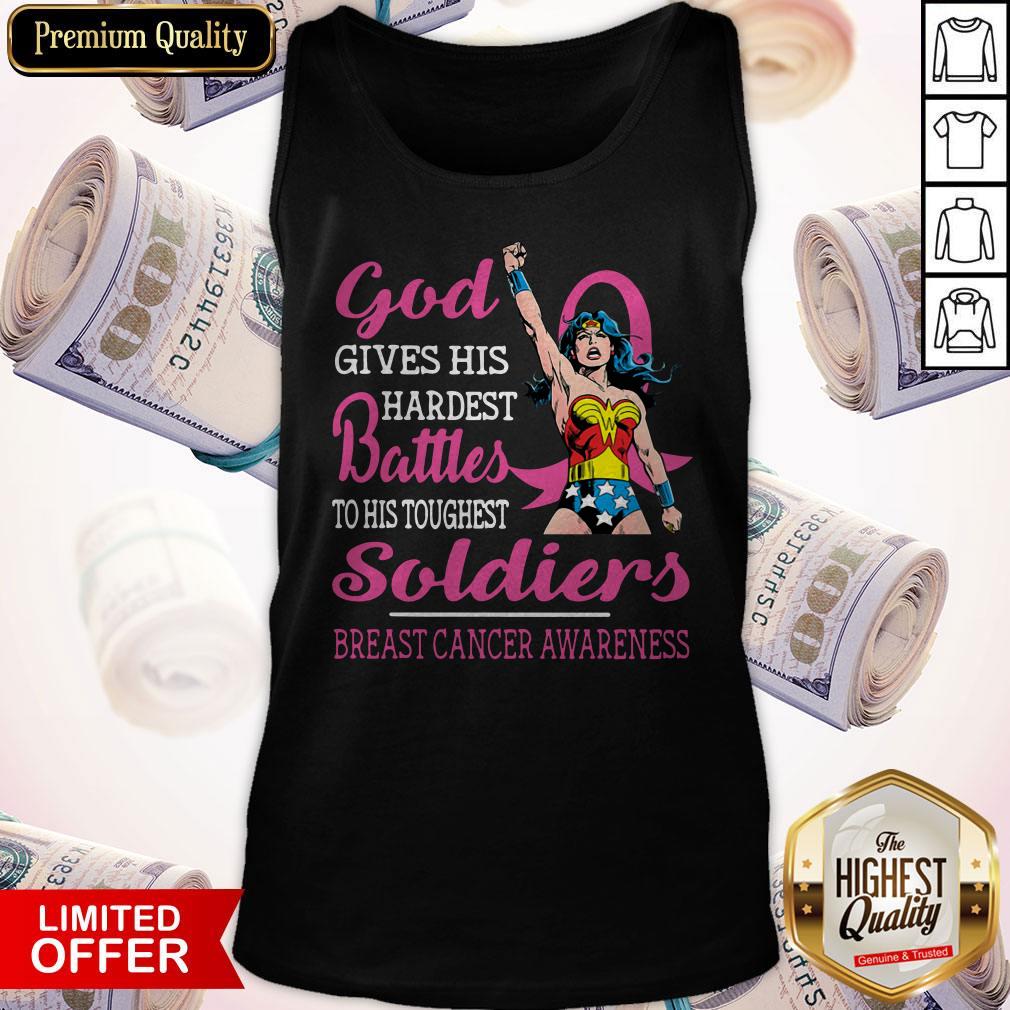 Pretty God Gives His Hardest Battles To His Toughest Soldiers Breast Cancer Awareness Shirt - Image 5