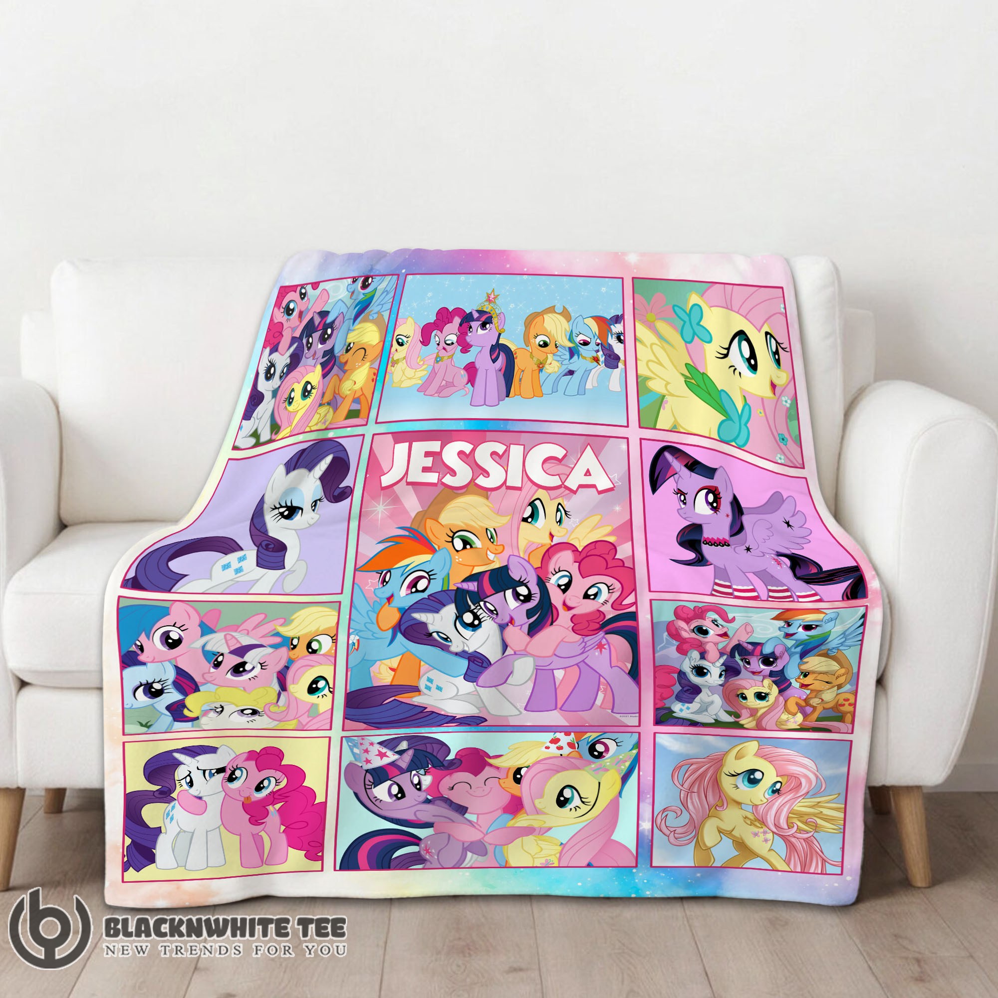 Perfect Happy My Little Pony Characters Friendship Is Magic Collage Blanket Fleece Customized Blanket - Image 2