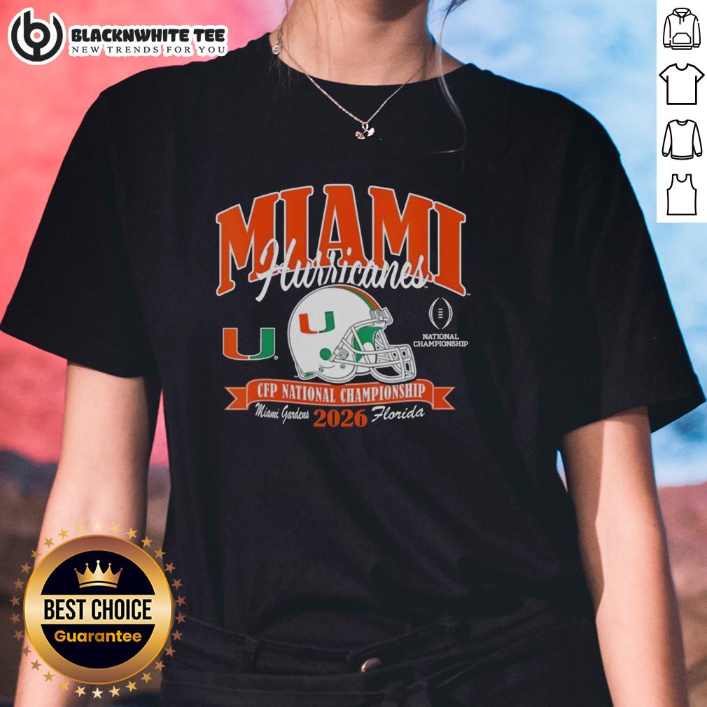 Official Miami Hurricanes CFP National Championship 2026 Helmet Center 2026 T-Shirt - Image 3