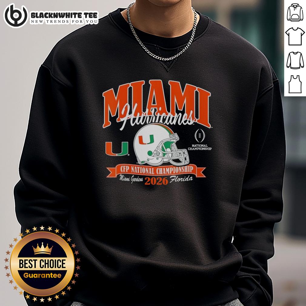 Official Miami Hurricanes CFP National Championship 2026 Helmet Center 2026 T-Shirt - Image 5
