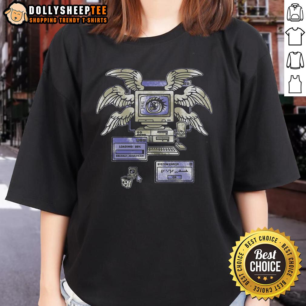 Awesome Biblically_Accurate.exe System Error Angel Computer Retro T-Shirt - Image 3
