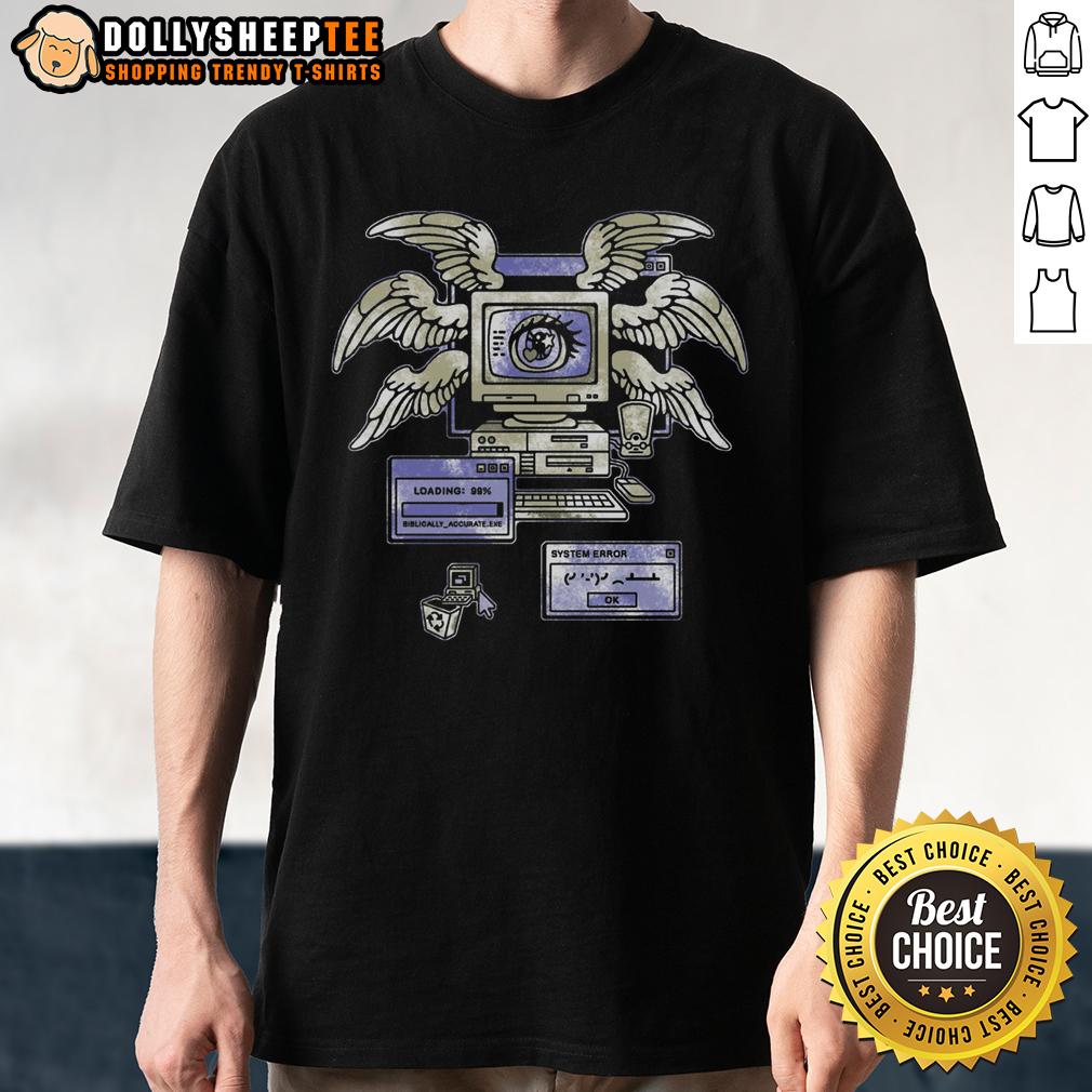 Awesome Biblically_Accurate.exe System Error Angel Computer Retro T-Shirt