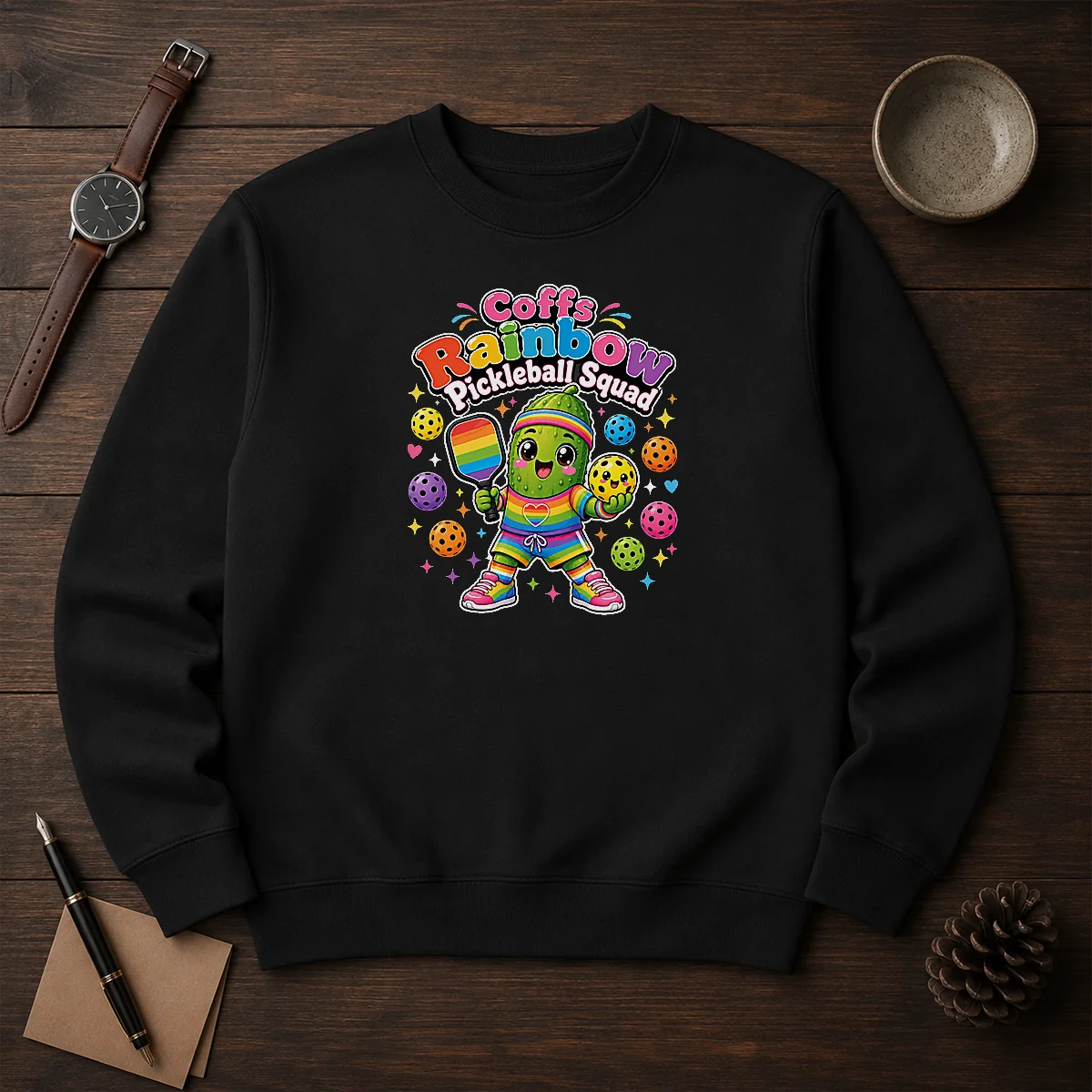 Hot Coffs Rainbow Pickleball Squad Kawaii Shirt - Image 7
