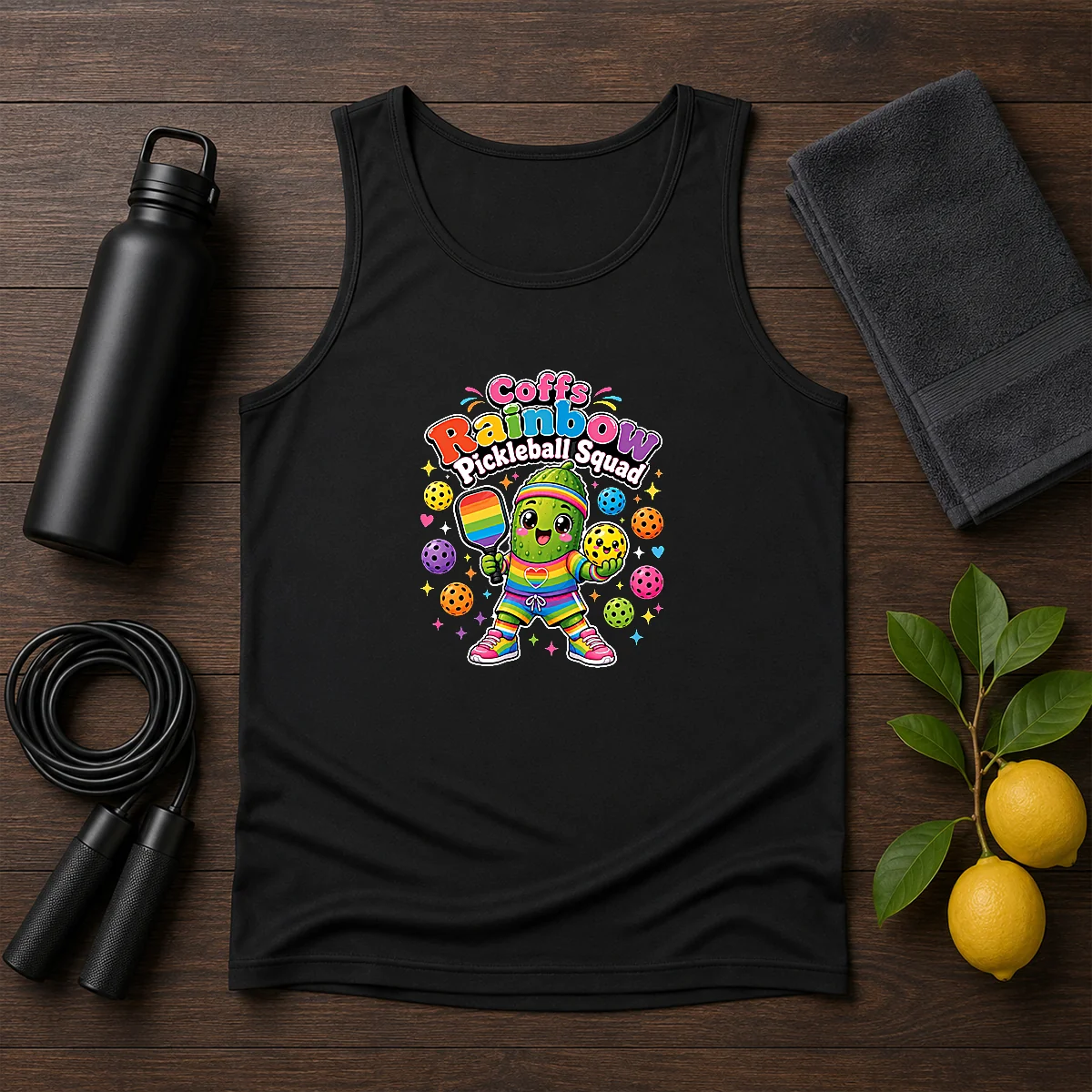 Hot Coffs Rainbow Pickleball Squad Kawaii Shirt - Image 3