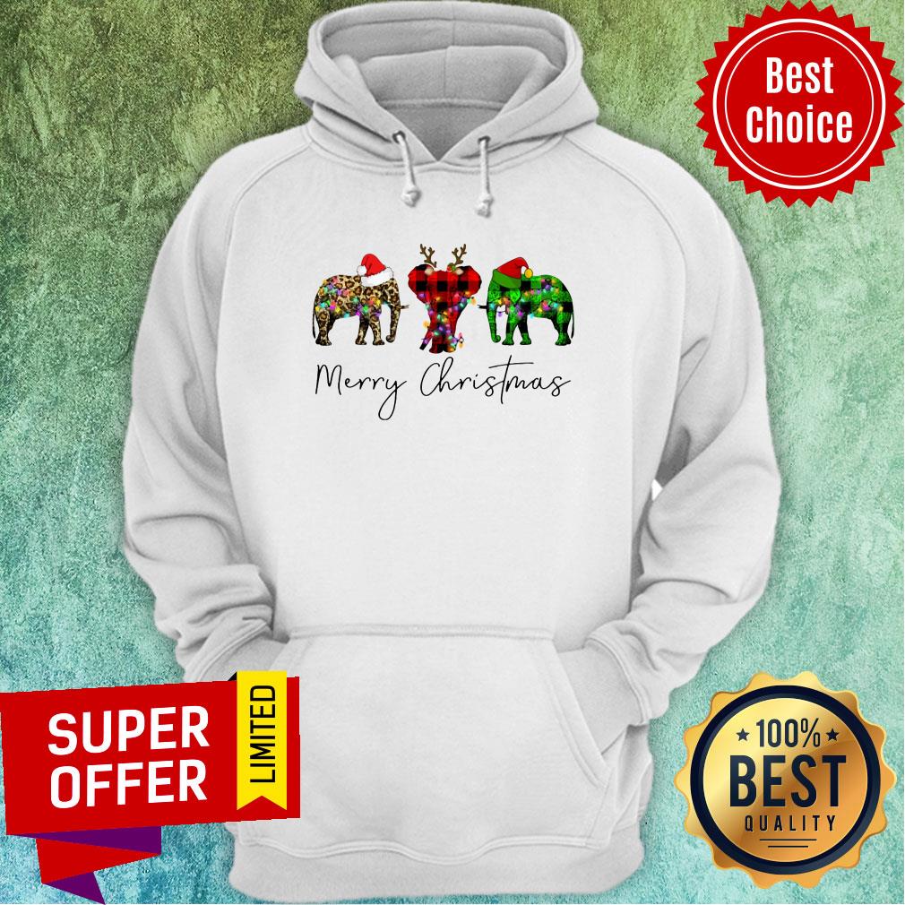 Elephant Merry Christmas Leopard Light Led Shirt - Image 2