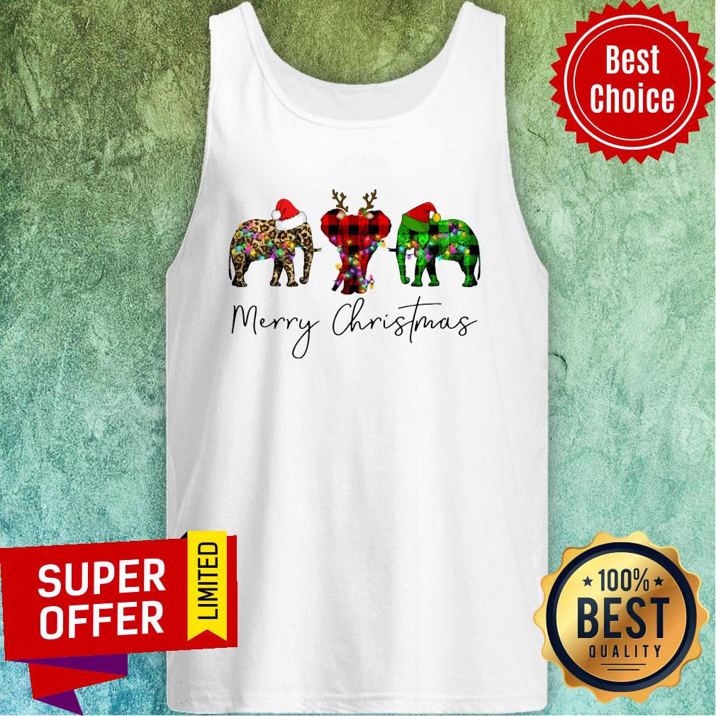 Elephant Merry Christmas Leopard Light Led Shirt - Image 4