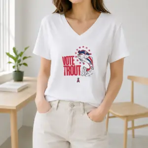 Alternative view of Pretty Trout Signature Vote For Mike Trout Angels Shirt