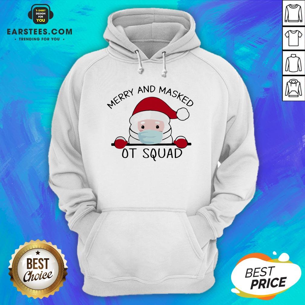 Premium Santa Face Mask Merry And Masked Ot Squad Christmas Shirt - Image 2