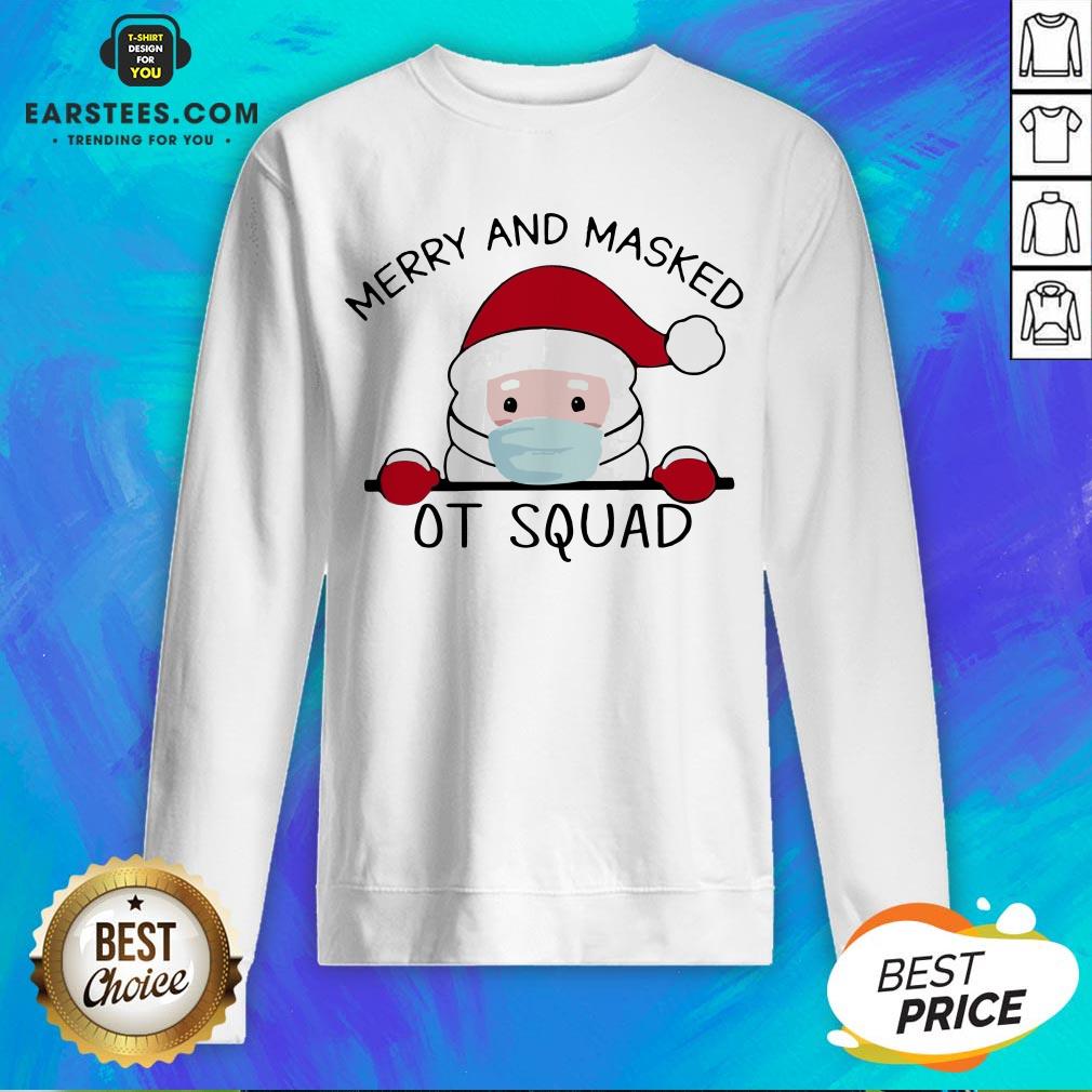 Premium Santa Face Mask Merry And Masked Ot Squad Christmas Shirt - Image 5