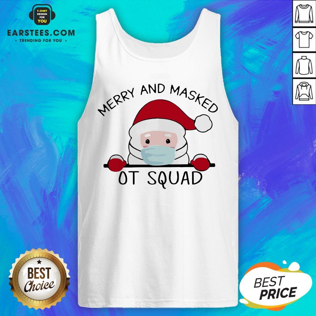 Premium Santa Face Mask Merry And Masked Ot Squad Christmas Shirt - Image 4