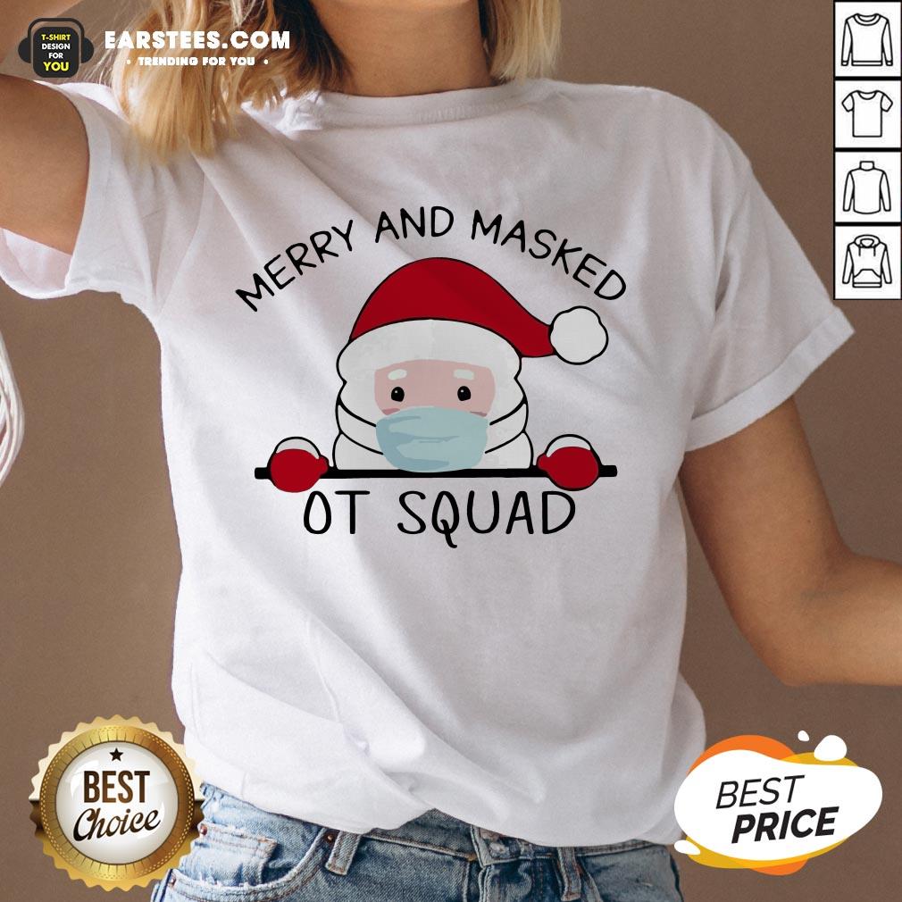 Premium Santa Face Mask Merry And Masked Ot Squad Christmas Shirt - Image 3