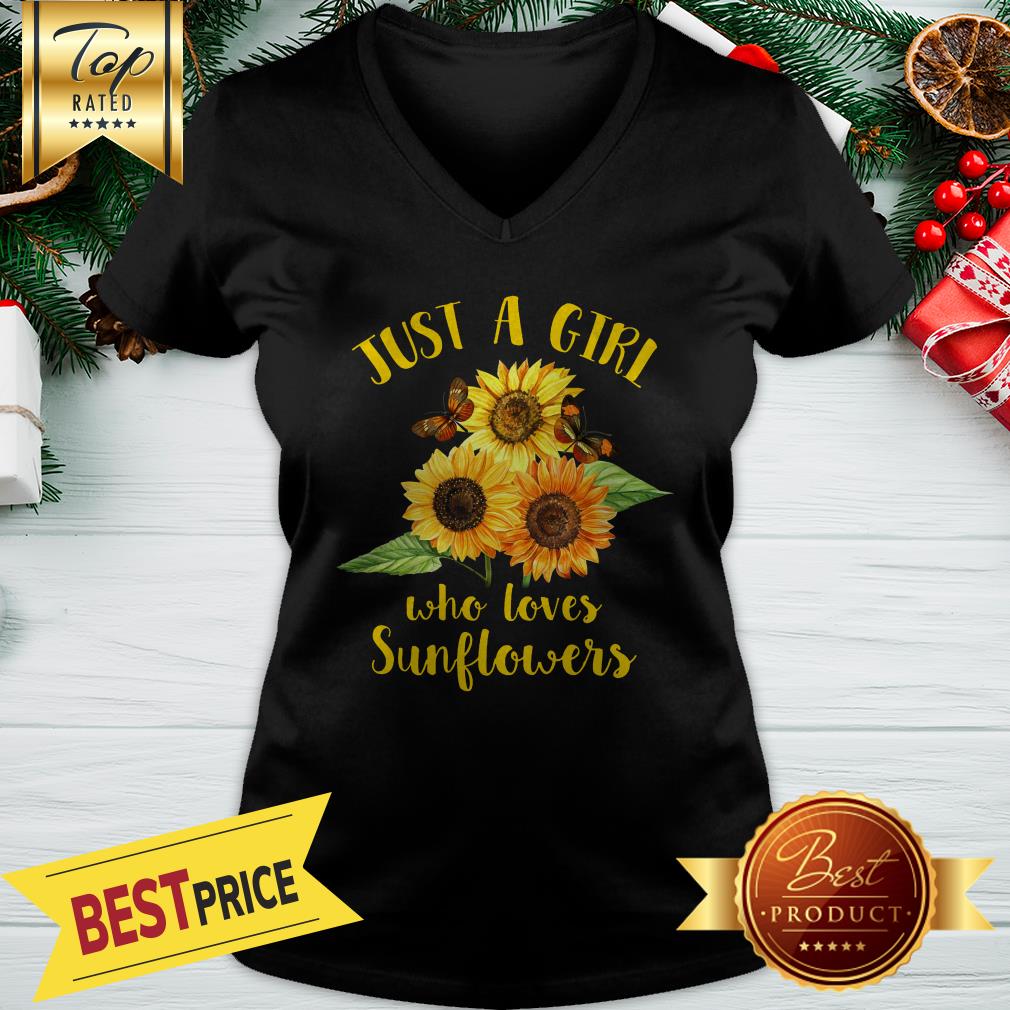 Official Funny Just A Girl Who Loves Sunflowers Shirt - Image 2