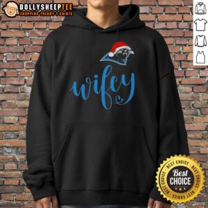 Alternative view of Hot Wifey Carolina Panthers Santa Hat Merry Christmas T-Shirt