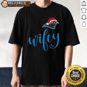 Hot Wifey Carolina Panthers Santa Hat Merry Christmas T-Shirt