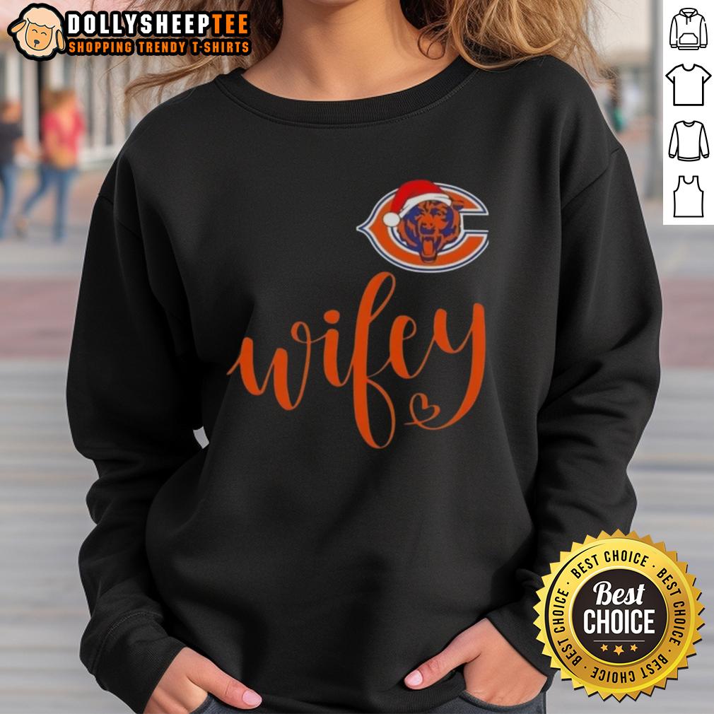 Hot Wifey Chicago Bears Santa Hat Merry Christmas T-Shirt - Image 5