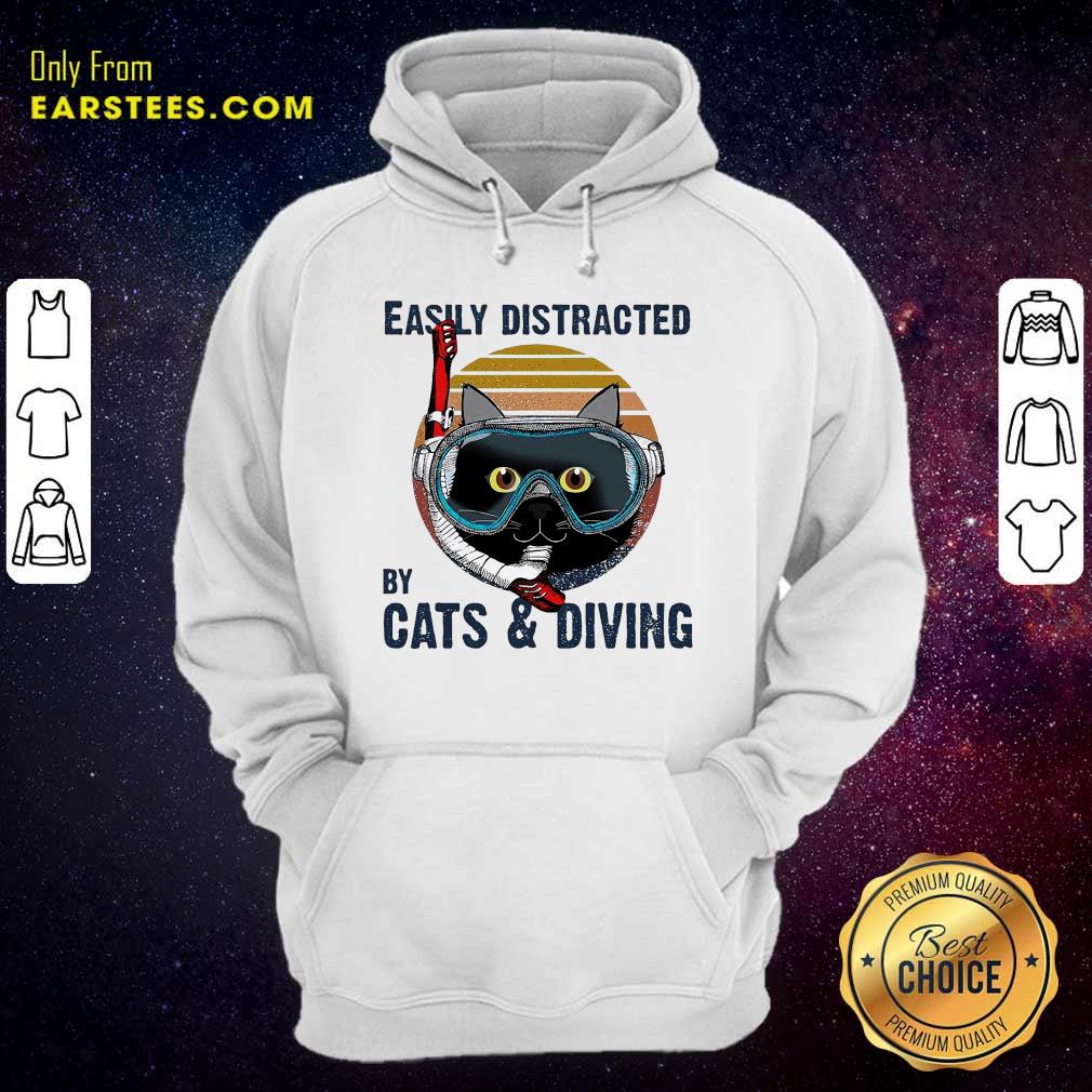 Top Easily Distracted By Cats And Diving Vintage Shirt - Image 2