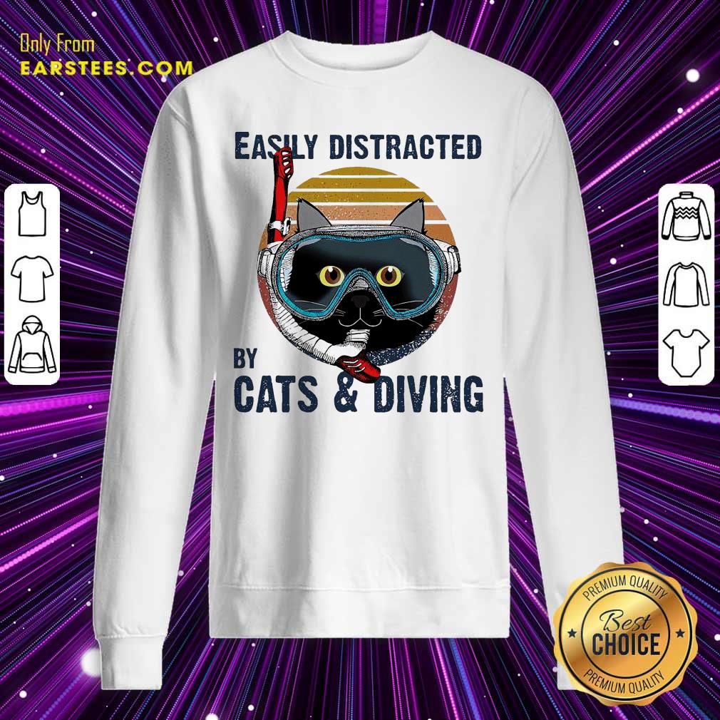 Top Easily Distracted By Cats And Diving Vintage Shirt - Image 5