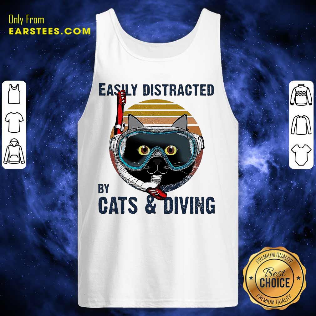 Top Easily Distracted By Cats And Diving Vintage Shirt - Image 4