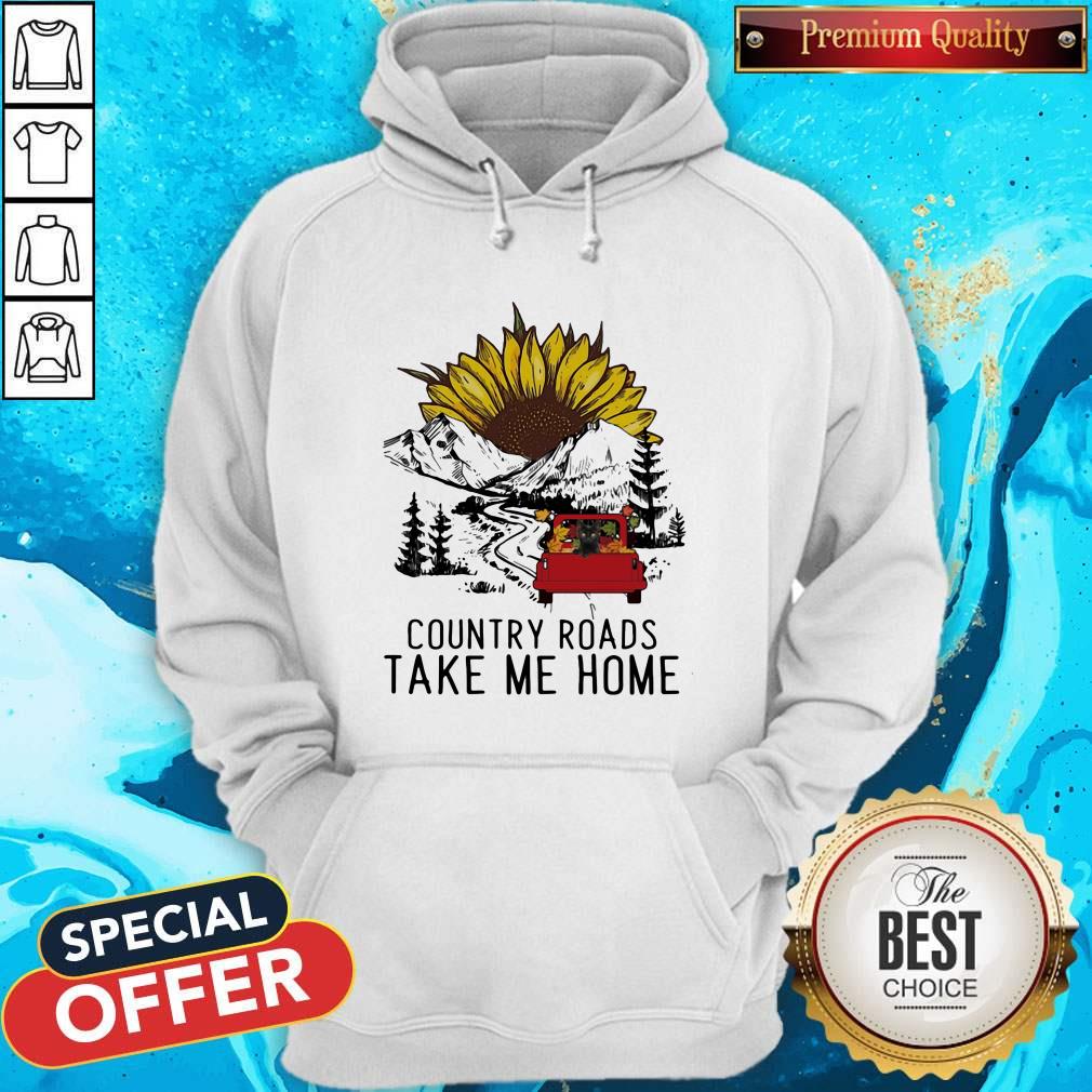 Country Roads Take Me Home Cat Truck Sunflower Shirt - Image 3
