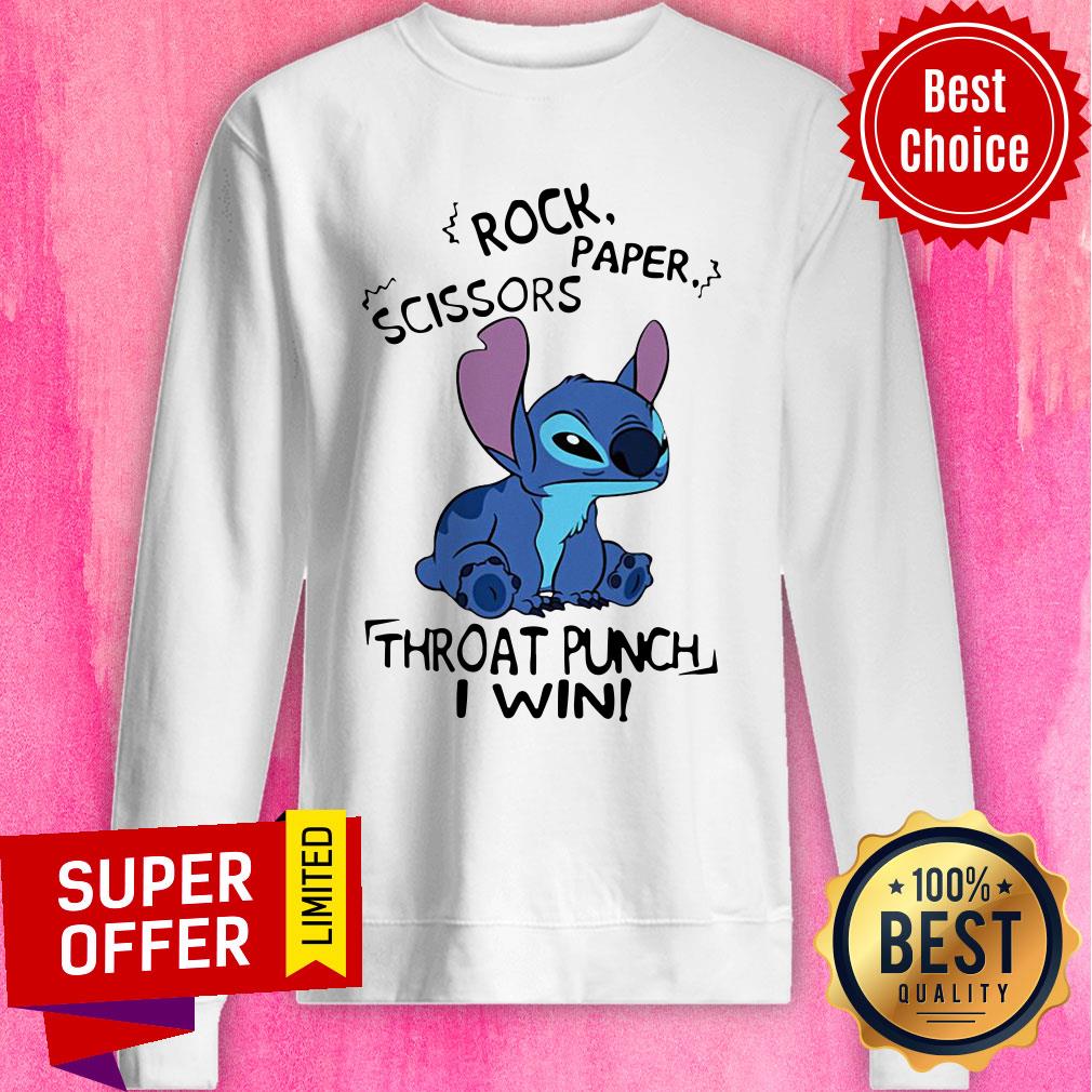 Stitch Rock Paper Scissors Throat Punch I Win Shirt - Image 4