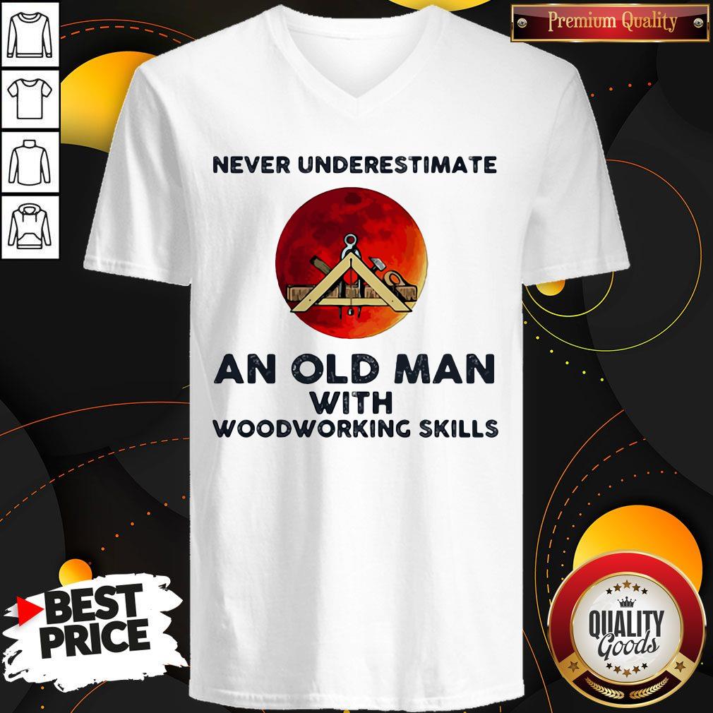 Never Underestimate An Old Man With Woodworking Skills Sunset Shirt - Image 2