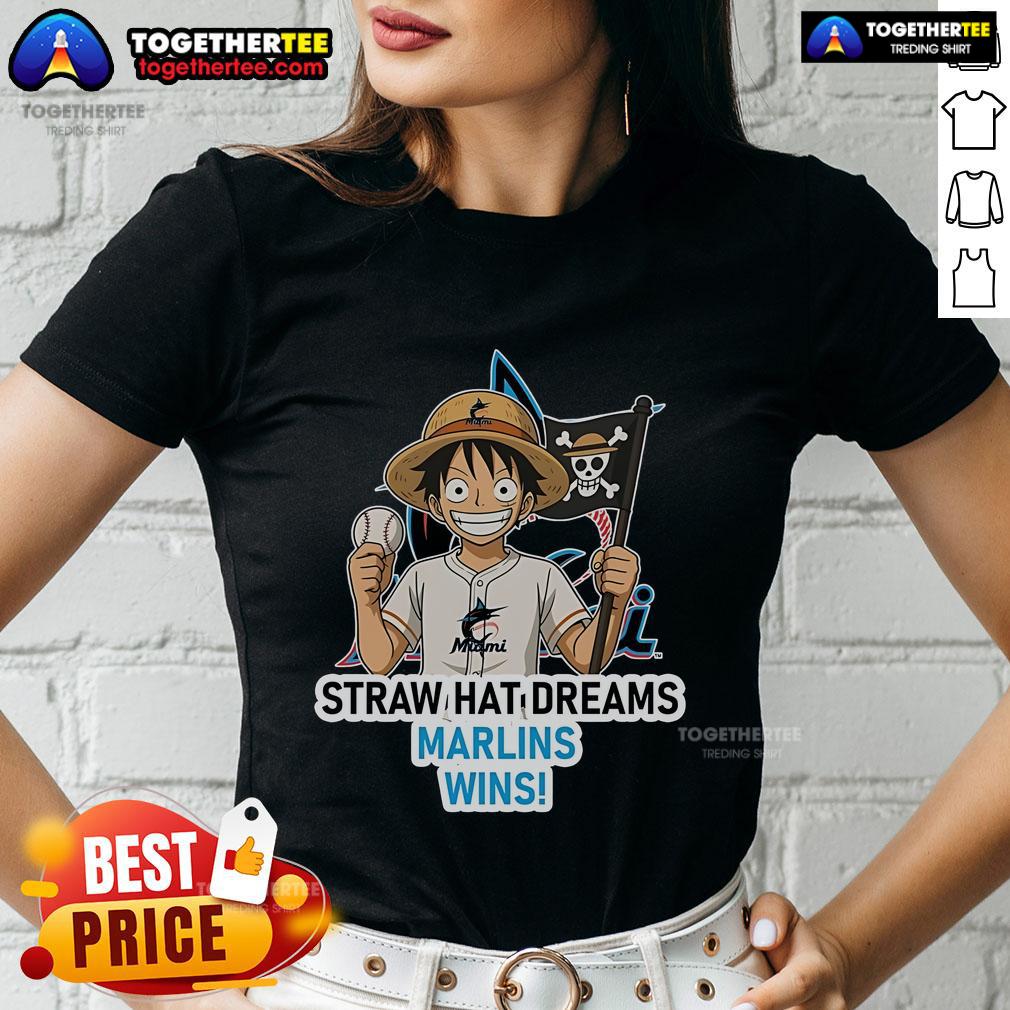Premium Miami Marlins Monkey D. Luffy Straw Hat Dreams Wins T-Shirt - Image 3